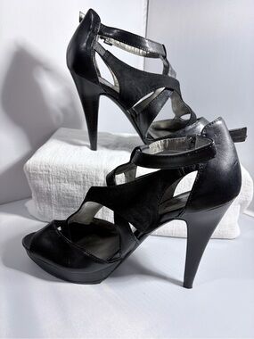 Vintage Y2K 9&Co. strappy peep-toe high-heel Stiletto 4.75”  sandals Size 8.5M